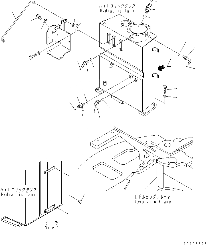 Схема запчастей Komatsu MX45 - ГИДР. БАК. (КРЕПЛЕНИЕ И ПАТРУБОК) (ДЛЯ ВЫСОК. ЕМК. НАВЕСН. ОБОРУД) ГИДРАВЛИКА