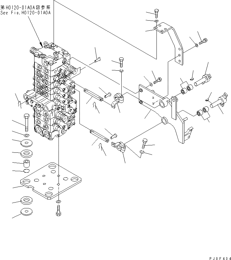 Схема запчастей Komatsu MX45 - ОСНОВН. КЛАПАН (КОРПУС КРЕПЛЕНИЯ) ГИДРАВЛИКА