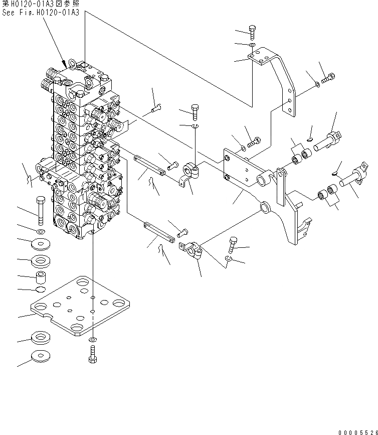 Схема запчастей Komatsu MX45 - ОСНОВН. КЛАПАН (КОРПУС КРЕПЛЕНИЯ) (ДЛЯ ATTCHMENT) ГИДРАВЛИКА