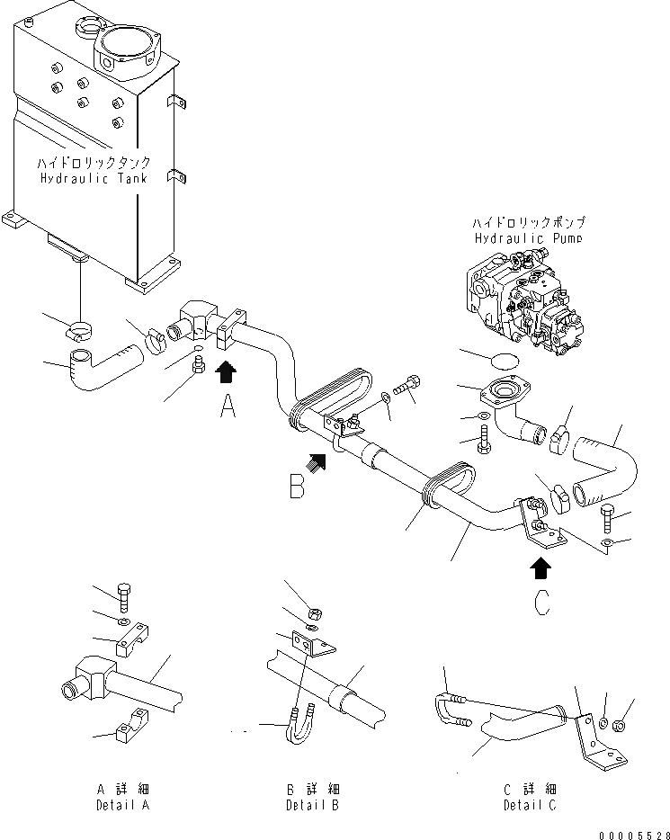 Схема запчастей Komatsu MX45 - ВСАСЫВ. ЛИНИЯ ГИДРАВЛИКА