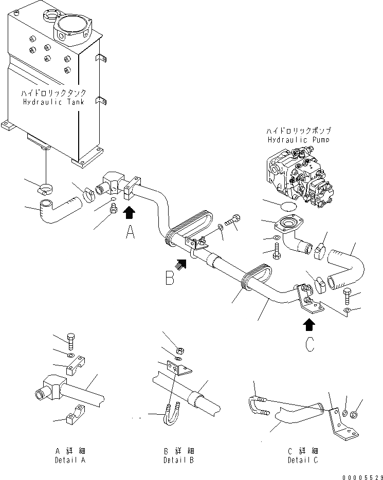 Схема запчастей Komatsu MX45 - ВСАСЫВАЮЩАЯ ЛИНИЯ(С КОНДИЦИОНЕРОМ) ГИДРАВЛИКА