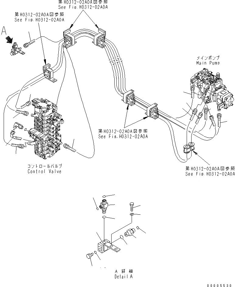 Схема запчастей Komatsu MX45 - ЛИНИЯ ПОДАЧИ (ПОДАЮЩ.) ГИДРАВЛИКА