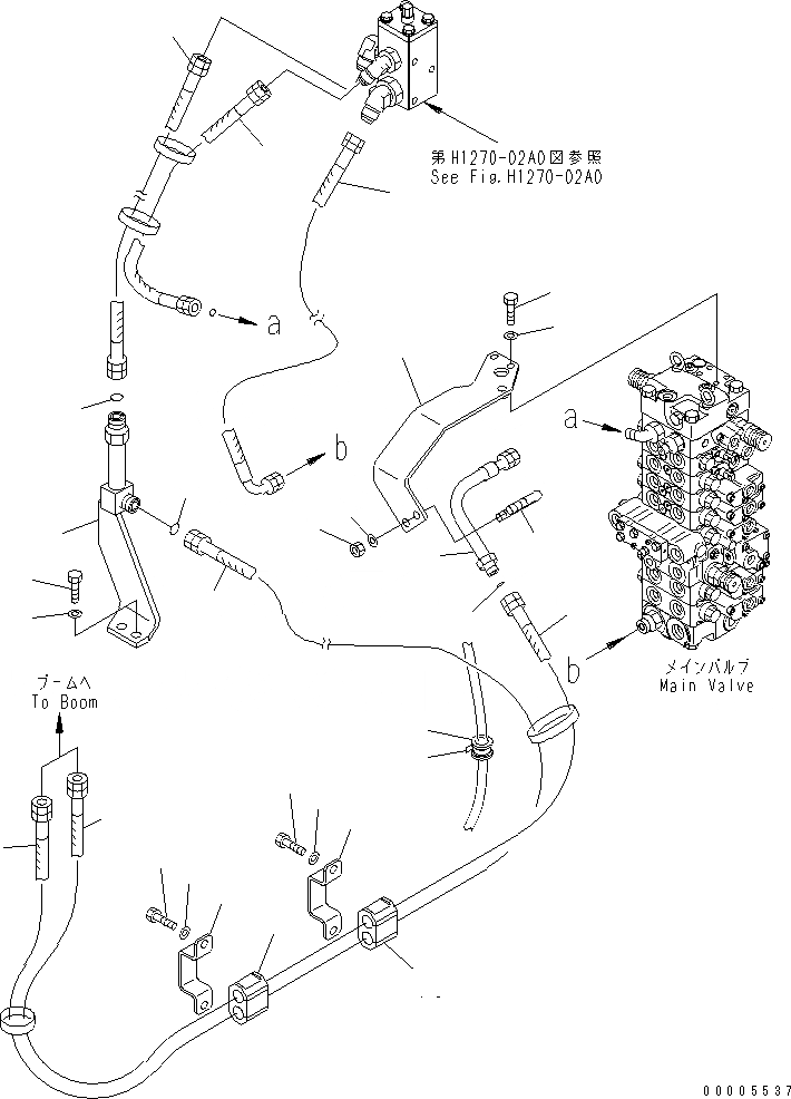 Схема запчастей Komatsu MX45 - ATTCHMENT ЛИНИЯ ГИДРАВЛИКА