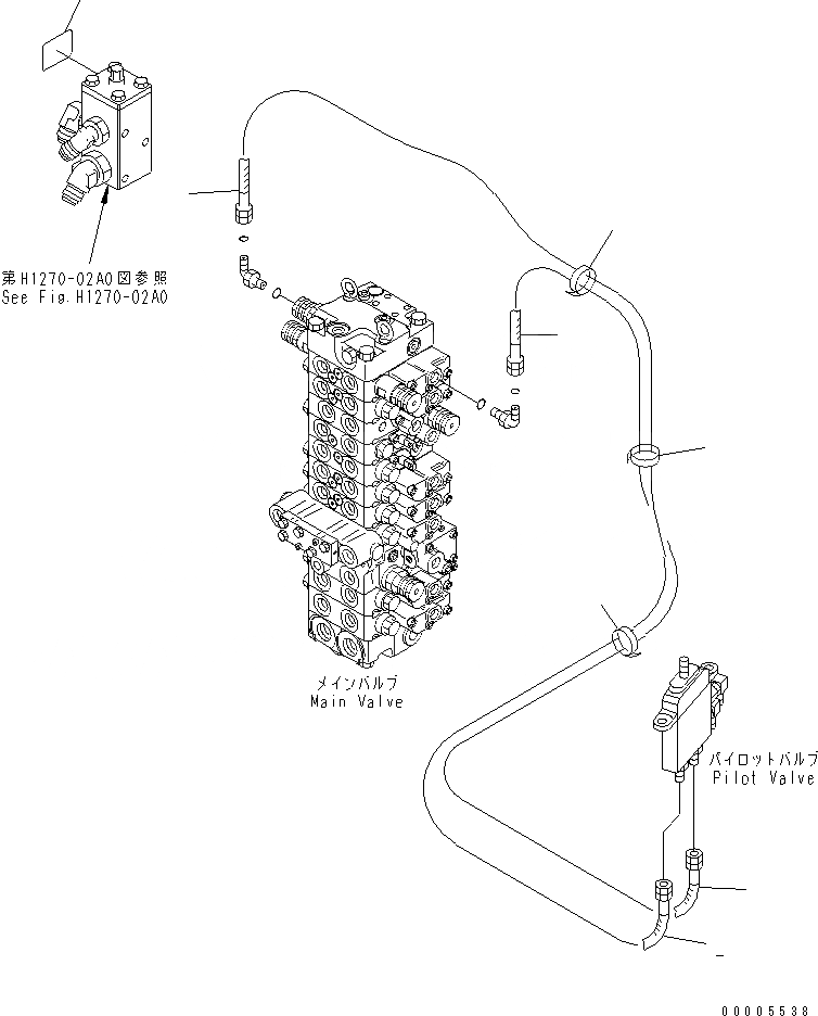 Схема запчастей Komatsu MX45 - ATTCHMENT ЛИНИЯ (PPC ЛИНИЯ) ГИДРАВЛИКА