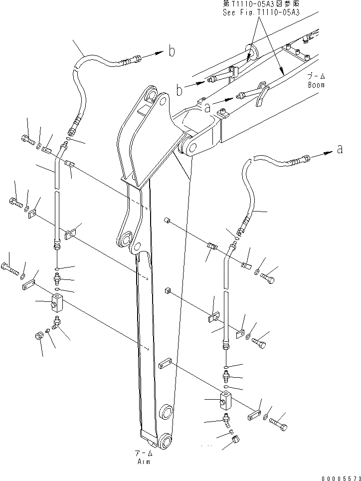 Схема запчастей Komatsu MX45 - РУКОЯТЬ (ДЛЯ НАВЕСН. ОБОРУД.) (КРОМЕ ЯПОН.) РАБОЧЕЕ ОБОРУДОВАНИЕ