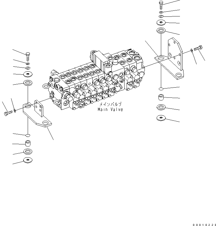 Схема запчастей Komatsu MX502 - ОСНОВН. КЛАПАН (КОРПУС) (ДЛЯ НАВЕСН. ОБОРУД.) ГИДРАВЛИКА