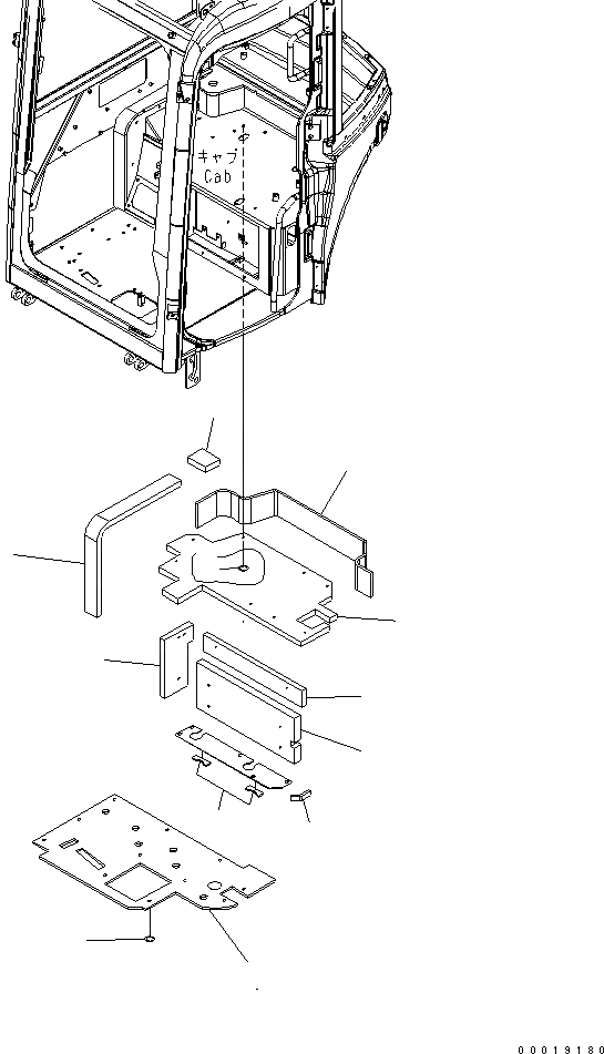 Схема запчастей Komatsu MX502 - КАБИНА (ЩИТКИ) КАБИНА ОПЕРАТОРА И СИСТЕМА УПРАВЛЕНИЯ