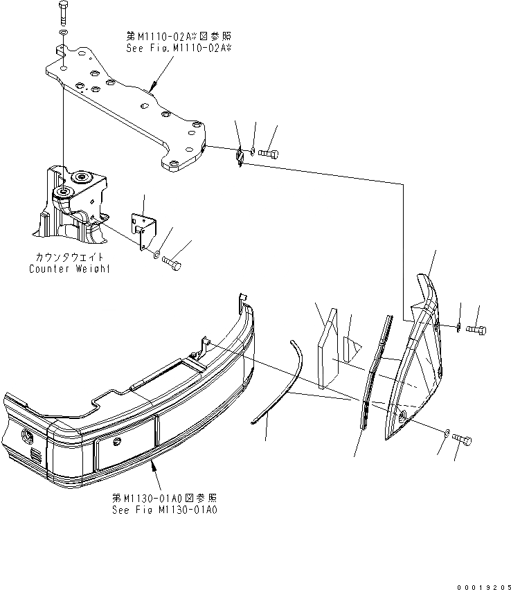 Схема запчастей Komatsu MX502 - КАПОТ (COVER) ЧАСТИ КОРПУСА