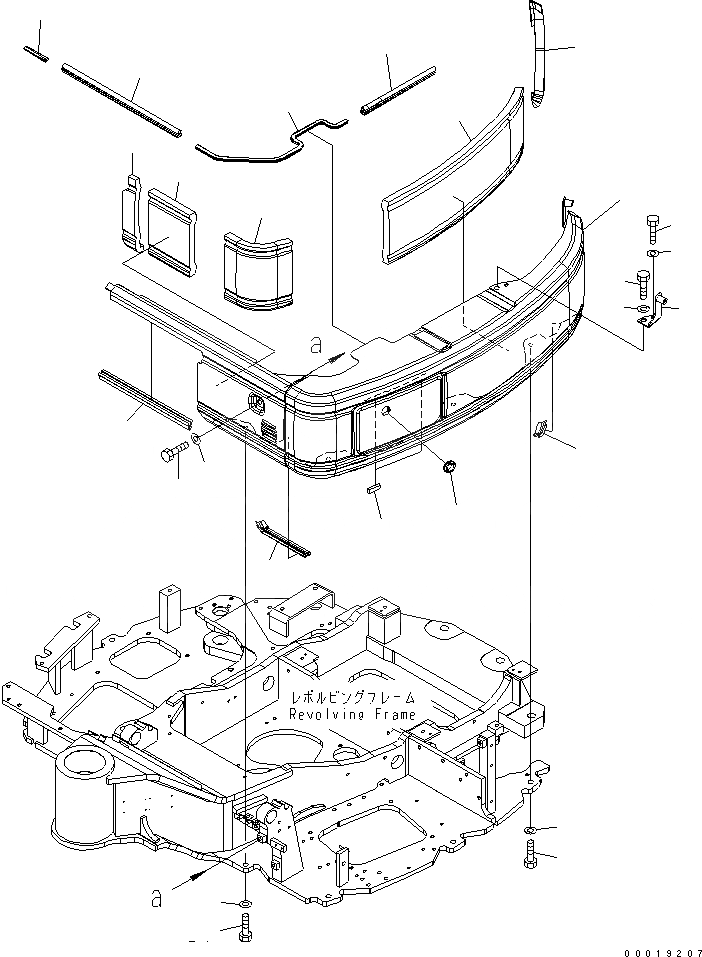 Схема запчастей Komatsu MX502 - БОКОВ. КРЫШКА (ЛЕВ.) ЧАСТИ КОРПУСА