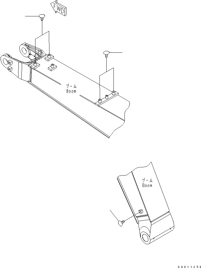 Схема запчастей Komatsu MX502 - СТРЕЛА (КРЫШКА) РАБОЧЕЕ ОБОРУДОВАНИЕ