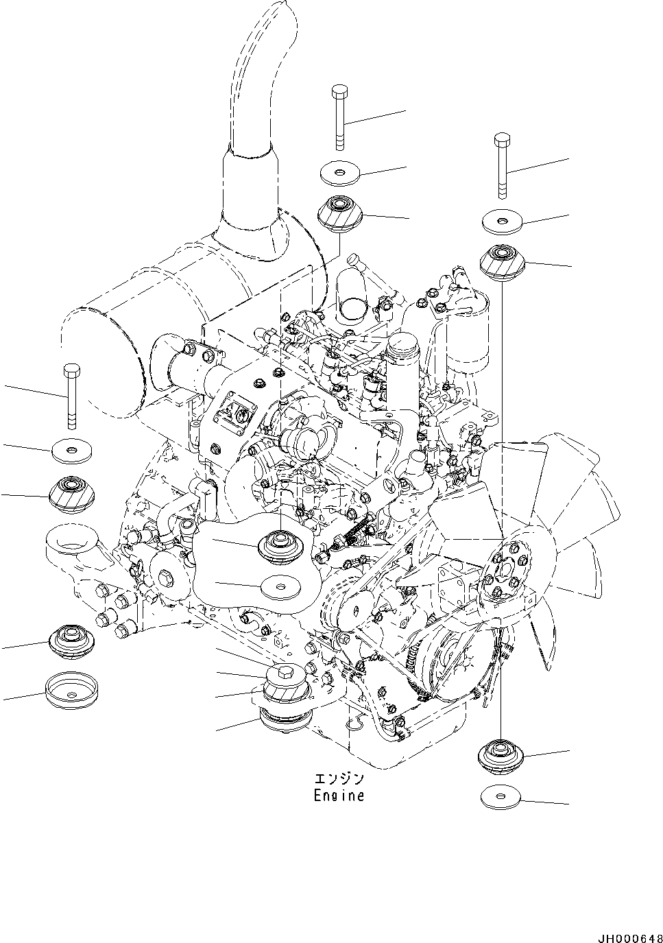 Схема запчастей Komatsu PC130-8 - КРЕПЛЕНИЕ ДВИГАТЕЛЯ, (/) КРЕПЛЕНИЕ ДВИГАТЕЛЯ
