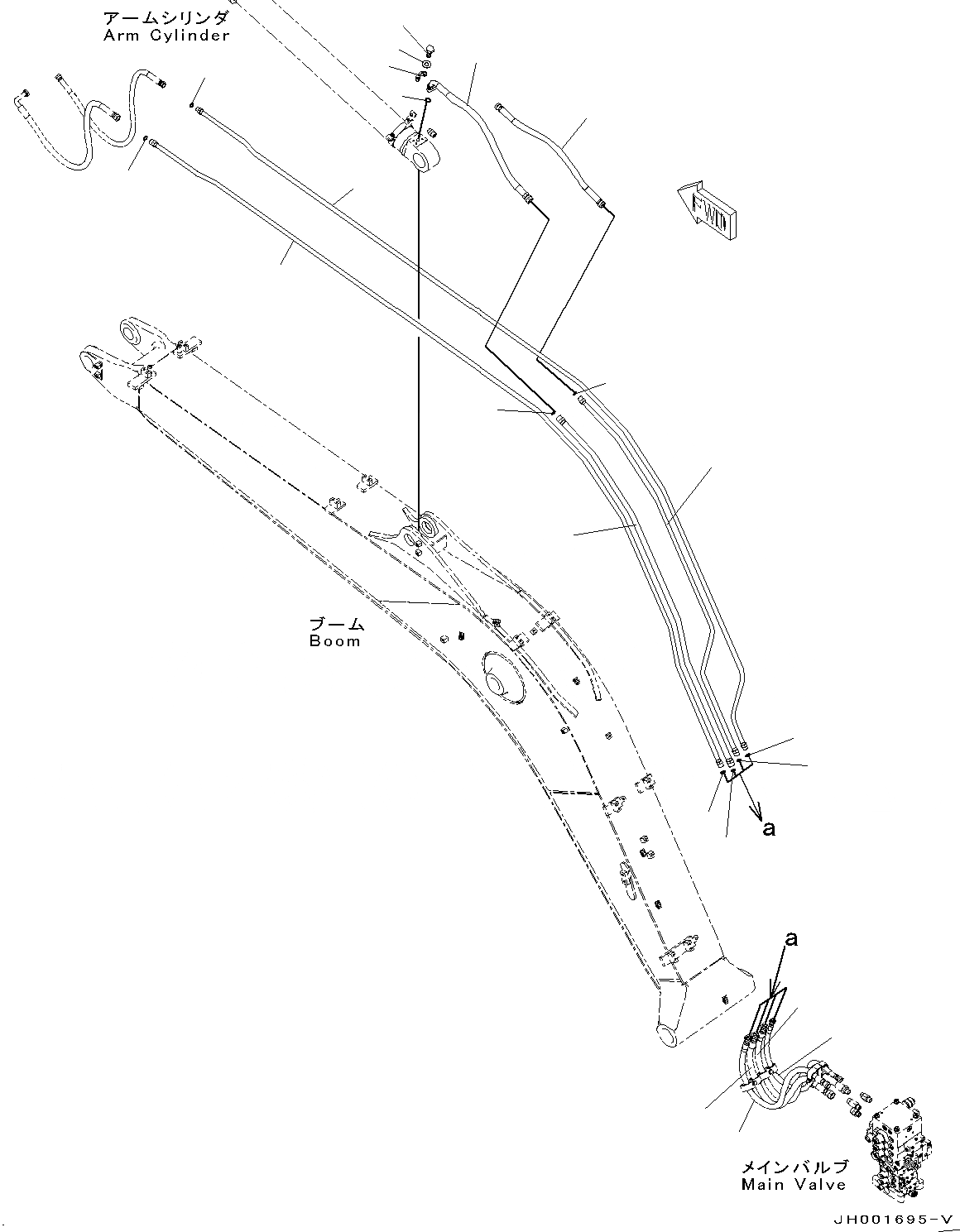 Схема запчастей Komatsu PC130-8 - СТРЕЛА, -АКТУАТОР, РУКОЯТЬ И ЦИЛИНДР КОВША ТРУБЫ СТРЕЛА, -АКТУАТОР
