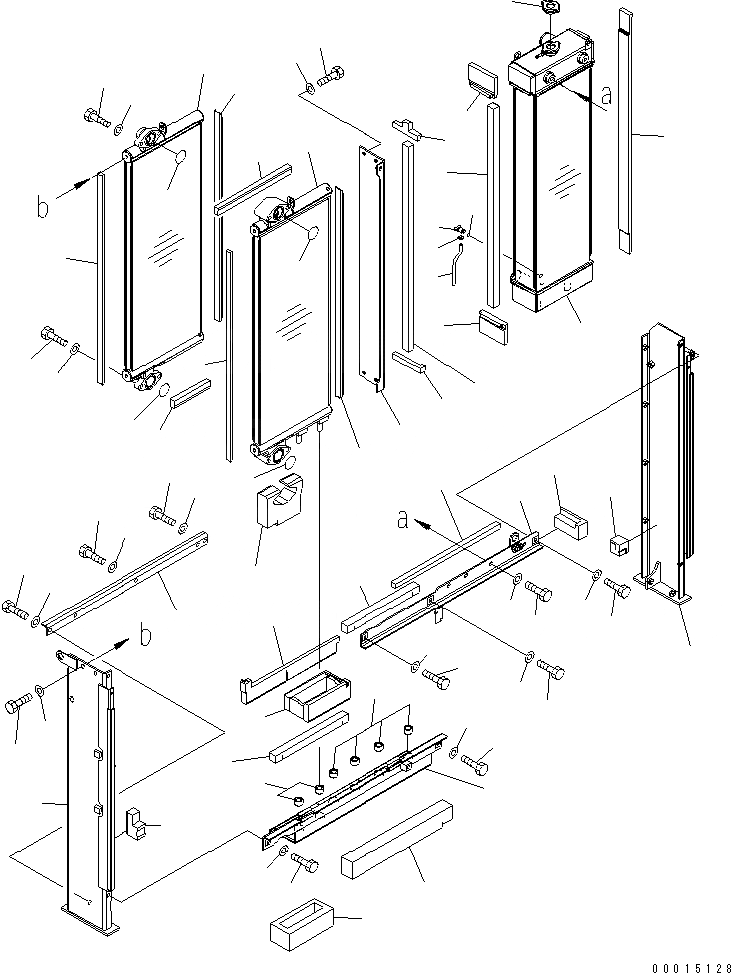 Схема запчастей Komatsu PC160LC-7 - ОХЛАЖД-Е (РАДИАТОР И МАСЛООХЛАДИТЕЛЬ) (№B-B) СИСТЕМА ОХЛАЖДЕНИЯ