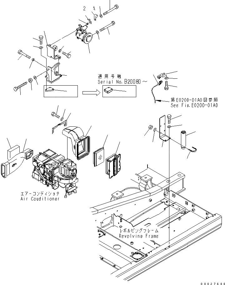 Схема запчастей Komatsu PC160LC-7 - КОНДИЦ. ВОЗДУХА (ВОЗДУХОВОДЫ¤ КОМПРЕССОР И ВЛАГООТДЕЛИТЕЛЬ)(№B-B99) КАБИНА ОПЕРАТОРА И СИСТЕМА УПРАВЛЕНИЯ