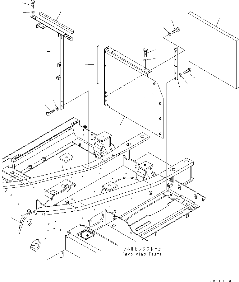 Схема запчастей Komatsu PC160LC-7 - РАМА (КАБИНА) ЧАСТИ КОРПУСА