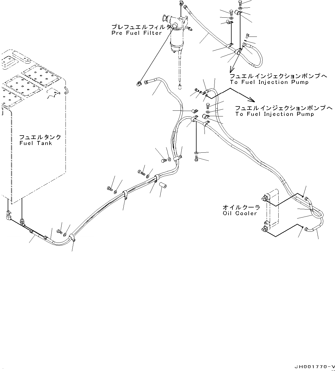 Схема запчастей Komatsu PC160LC-8 - ТОПЛИВН. ПОДАЮЩ. ТРУБЫ, ТОПЛИВОПРОВОД. ТОПЛИВН. СИСТЕМА