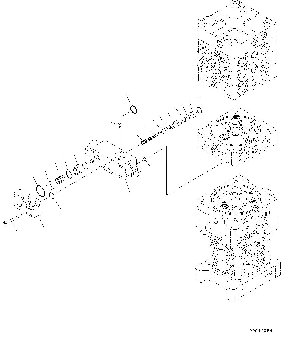 Схема запчастей Komatsu PC160LC-8 - ОСНОВН. УПРАВЛЯЮЩ. КЛАПАН, ДЛЯ MACHINE С -СЕРВИСНЫЙ КЛАПАН, 7-СЕКЦИОНН., ВНУТР. ЧАСТИ (9/9) ГИДРАВЛИКА