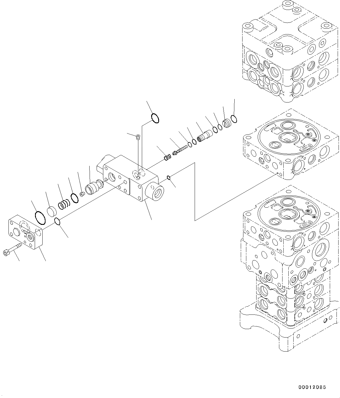 Схема запчастей Komatsu PC160LC-8 - ОСНОВН. УПРАВЛЯЮЩ. КЛАПАН, ДЛЯ MACHINE С -СЕРВИСНЫЙ КЛАПАН, 7-СЕКЦИОНН., ВНУТР. ЧАСТИ (/9) ГИДРАВЛИКА