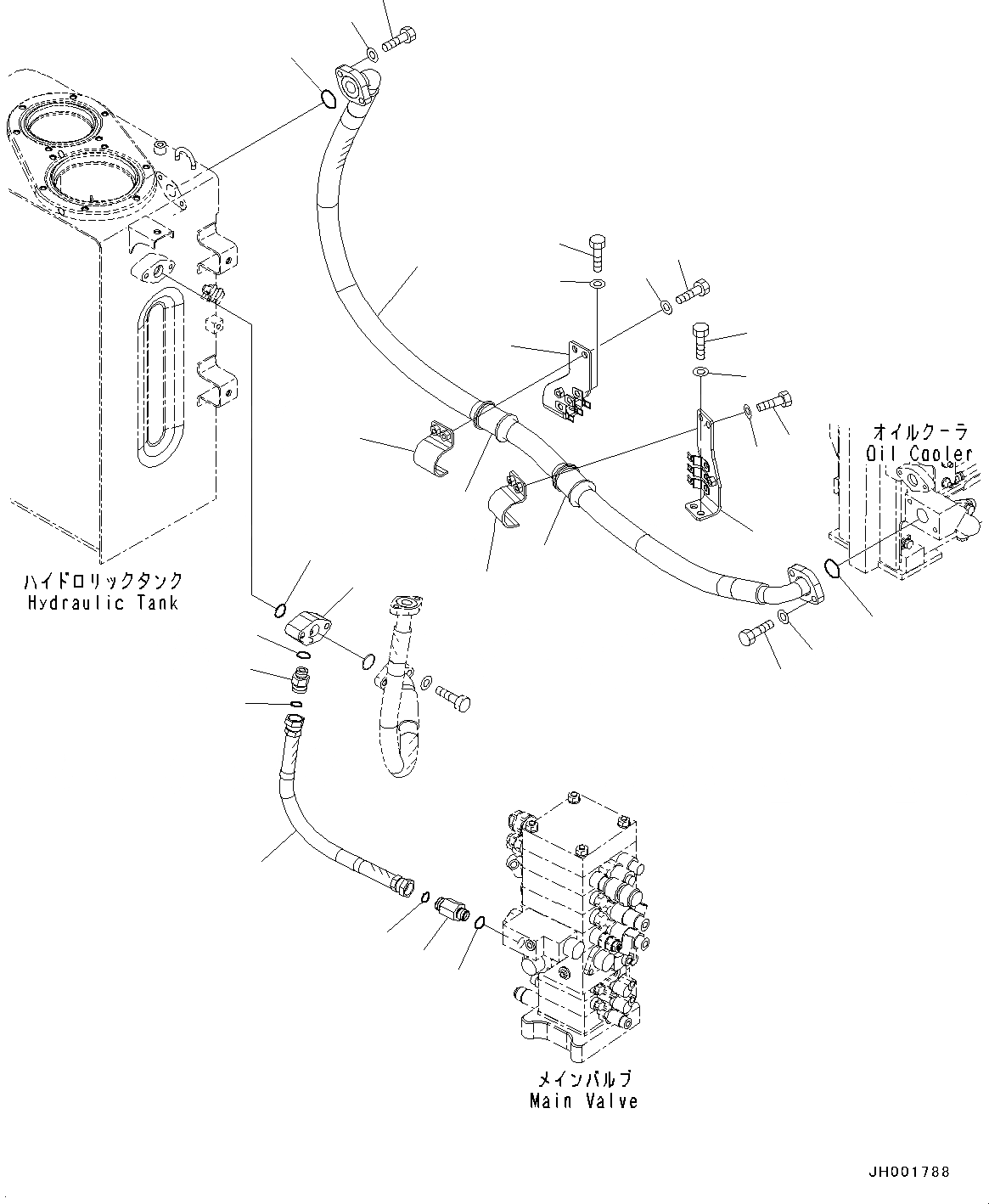 Схема запчастей Komatsu PC160LC-8 - ЛИНИИ МАСЛООХЛАДИТЕЛЯ, -АКТУАТОР ГИДРАВЛИКА