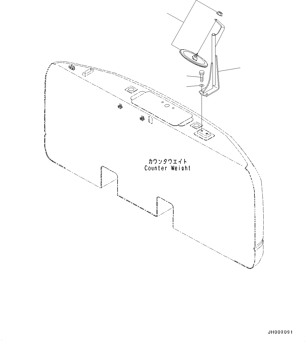 Схема запчастей Komatsu PC160LC-8 - ЗАДН.VIEW MIRROR, ПРОТИВОВЕС ЧАСТИ КОРПУСАS И КРЫШКИ
