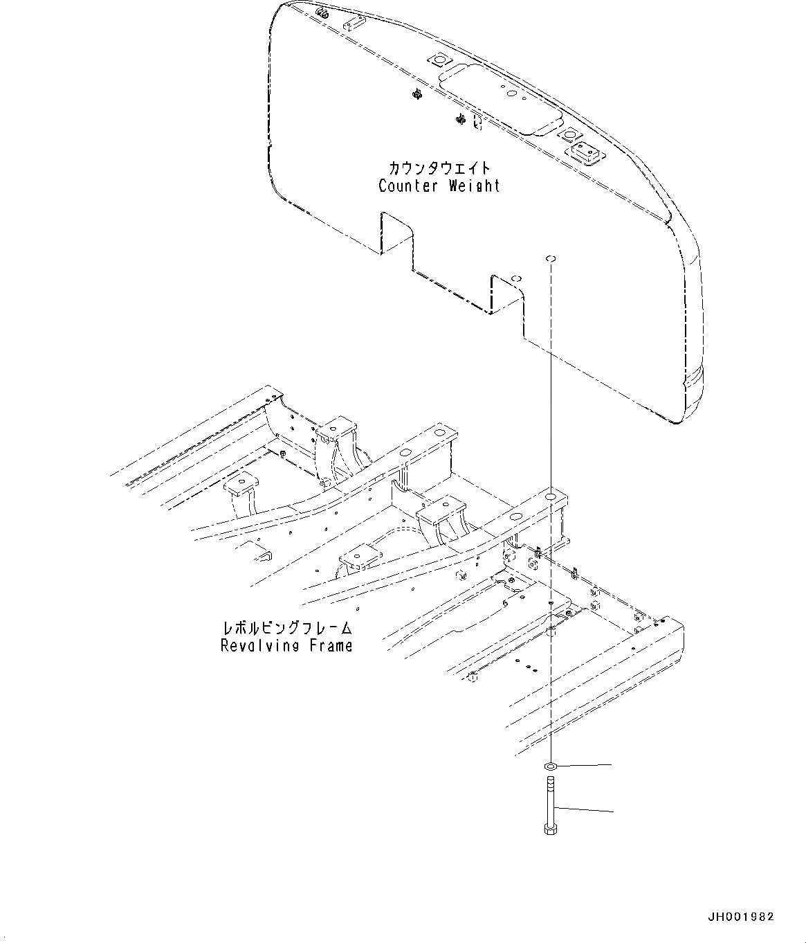 Схема запчастей Komatsu PC160LC-8 - ПРОТИВОВЕС КРЕПЛЕНИЕ ЧАСТИ КОРПУСАS И КРЫШКИ