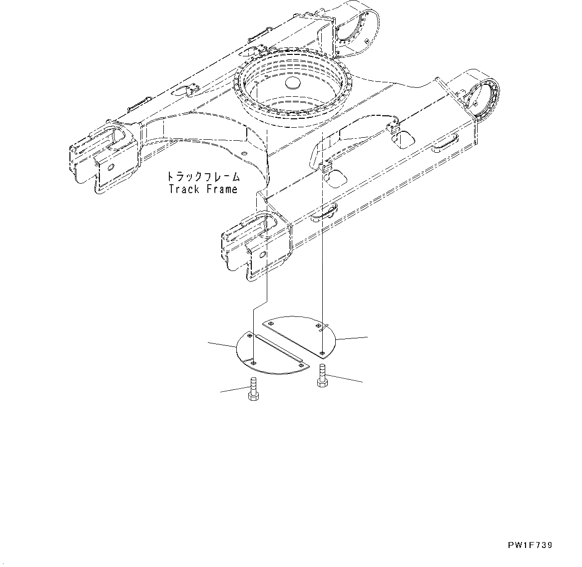 Схема запчастей Komatsu PC160LC-8 - ГУСЕНИЧНАЯ РАМА НИЖН. КРЫШКА НИЖН.CARRIAGE