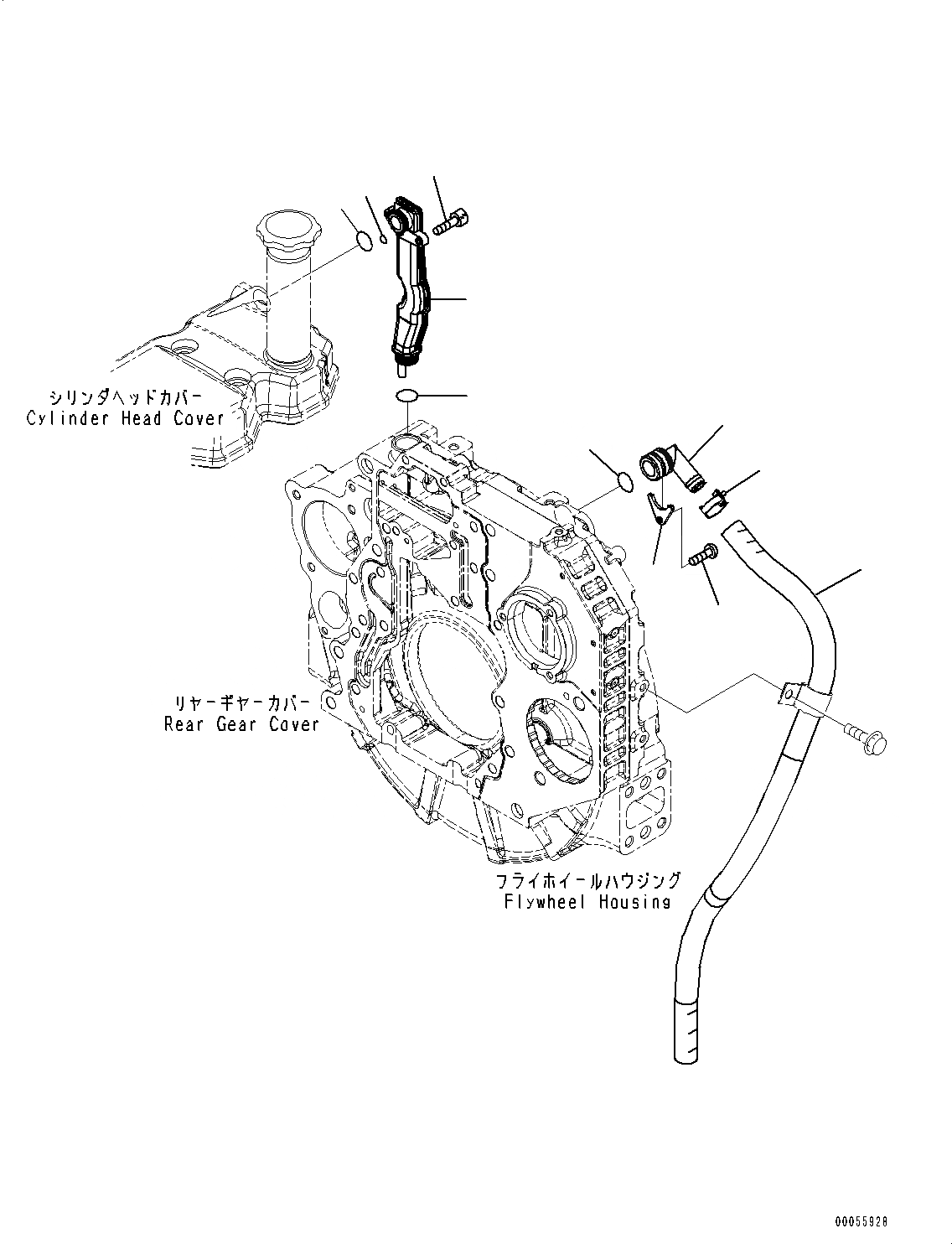 Схема запчастей Komatsu SAA4D107E-1D - САПУН И ШЛАНГИ 