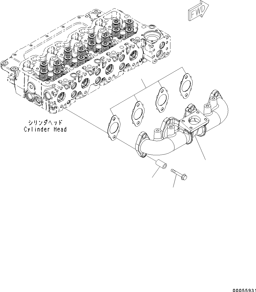 Схема запчастей Komatsu SAA4D107E-1D - ВЫПУСКНОЙ КОЛЛЕКТОР 