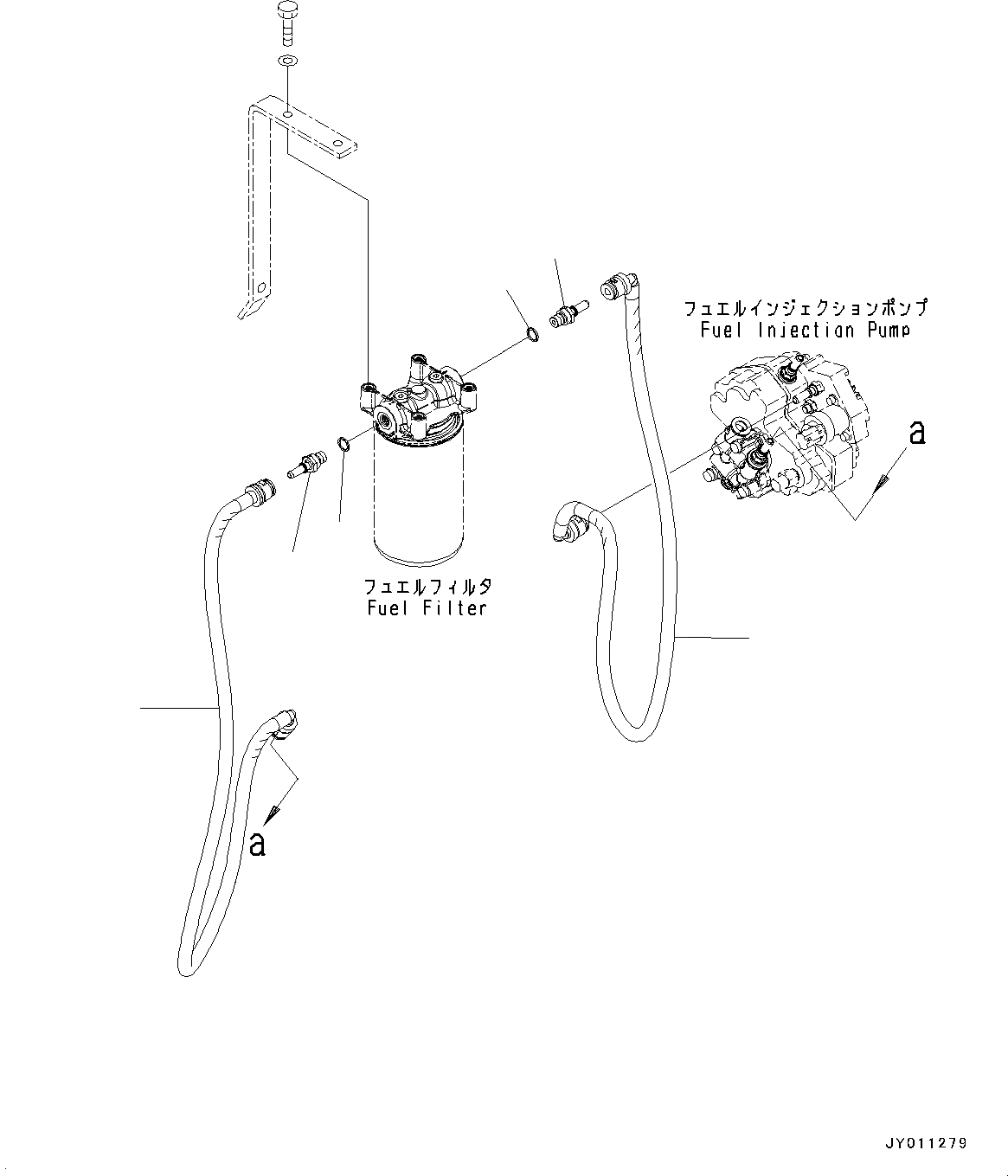 Схема запчастей Komatsu SAA4D107E-1D - ТРУБЫ ТОПЛ. ФИЛЬТРА 