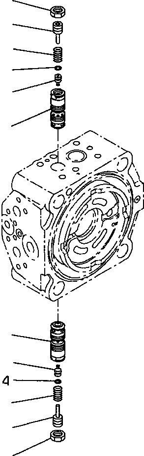 Схема запчастей Komatsu PC200-6LC - FIG NO. P- МОТОР ХОДА (CROSS-OVER РАЗГРУЗ. КЛАПАН) НИЖНЯЯ ГИДРОЛИНИЯ И ЛИНИЯ ХОДА