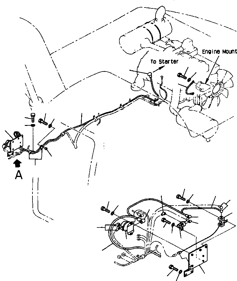 Схема запчастей Komatsu PC200LC-6LE - FIG. E-A ПРОВОДКА - ПРОВОДКА СТАРТЕРА ЭЛЕКТРИКА