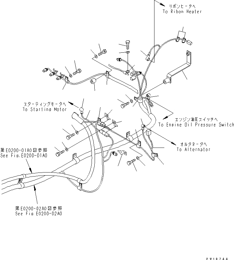 Схема запчастей Komatsu PC200LC-7B - ЭЛЕКТРОПРОВОДКА (ОСНОВН. Э/ПРОВОДКА) (КРЕПЛЕНИЕ) (/) ЭЛЕКТРИКА