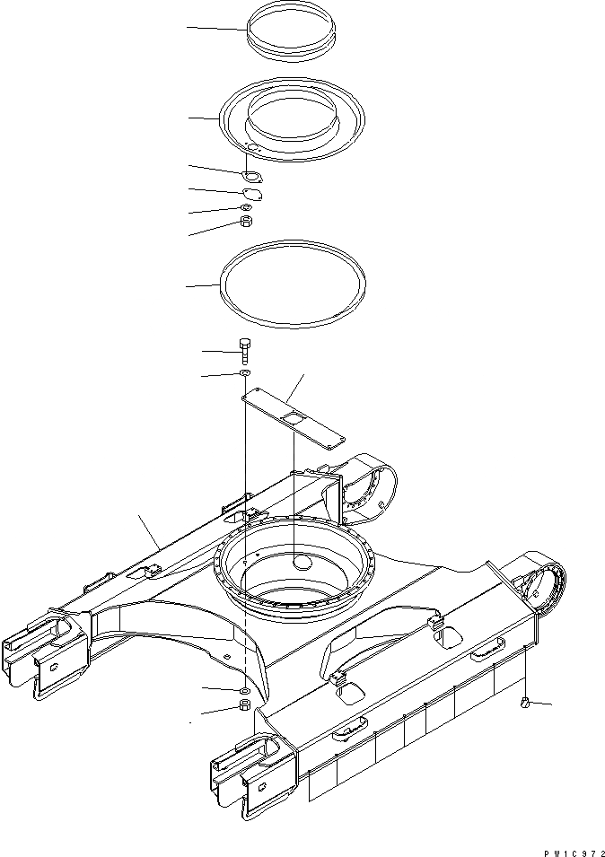 Схема запчастей Komatsu PC200LC-7B - ГУСЕНИЧНАЯ РАМА (С КРЫШКОЙ) (ДЛЯ США) ХОДОВАЯ