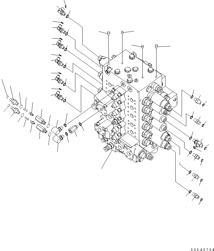 Схема запчастей Komatsu PC200-8 - ОСНОВН. УПРАВЛЯЮЩ. КЛАПАН (СОЕДИНИТЕЛЬН. ЧАСТИ) (/) ГИДРАВЛИКА