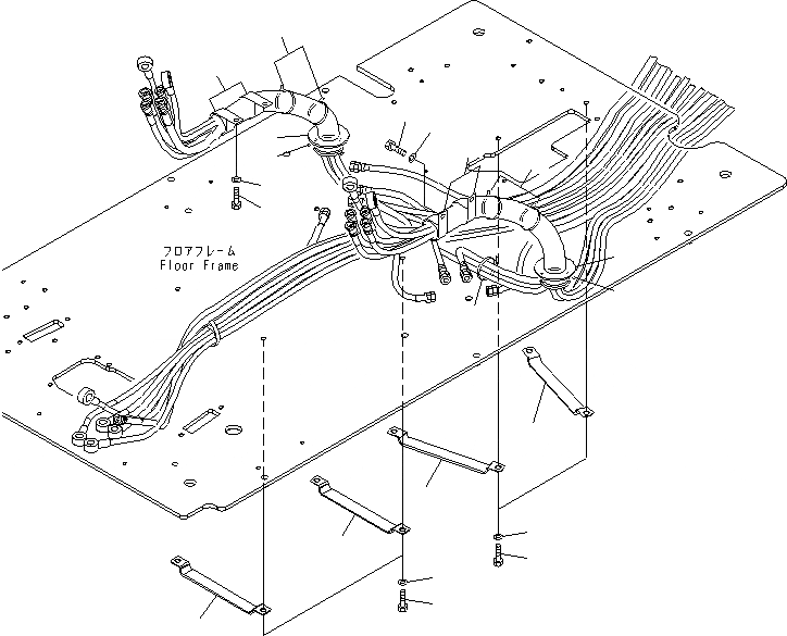 Схема запчастей Komatsu PC200-8 - КАБИНА (ПОЛ) (P.P.C. КРЕПЛЕНИЕ ШЛАНГОВ)(№C-C) КАБИНА ОПЕРАТОРА И СИСТЕМА УПРАВЛЕНИЯ
