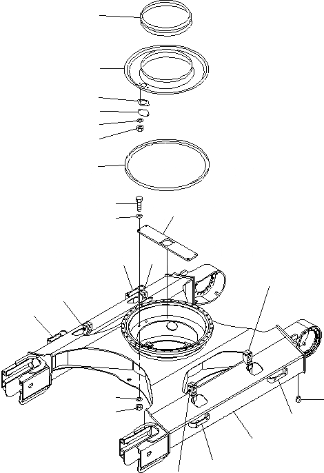 Схема запчастей Komatsu PC200-8 - ГУСЕНИЧНАЯ РАМА (С ПОЛН. ЗАЩИТА КАТКОВ) (ДЛЯ LC) ХОДОВАЯ