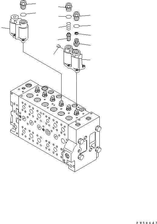 Схема запчастей Komatsu PC200LC-7L - ОСНОВН. КЛАПАН (СЕКЦ. КОРПУС) (/) ( И АКТУАТОР) ГИДРАВЛИКА