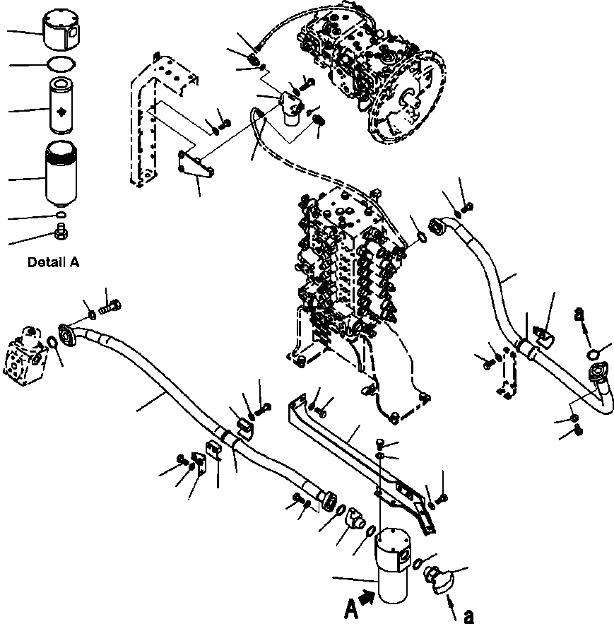 Схема запчастей Komatsu PC200LC-8 - H7-A ГИДРОЛИНИЯ НАВЕСН. ОБОРУД ВОЗВРАТНАЯ ЛИНИЯ ГИДРАВЛИКА