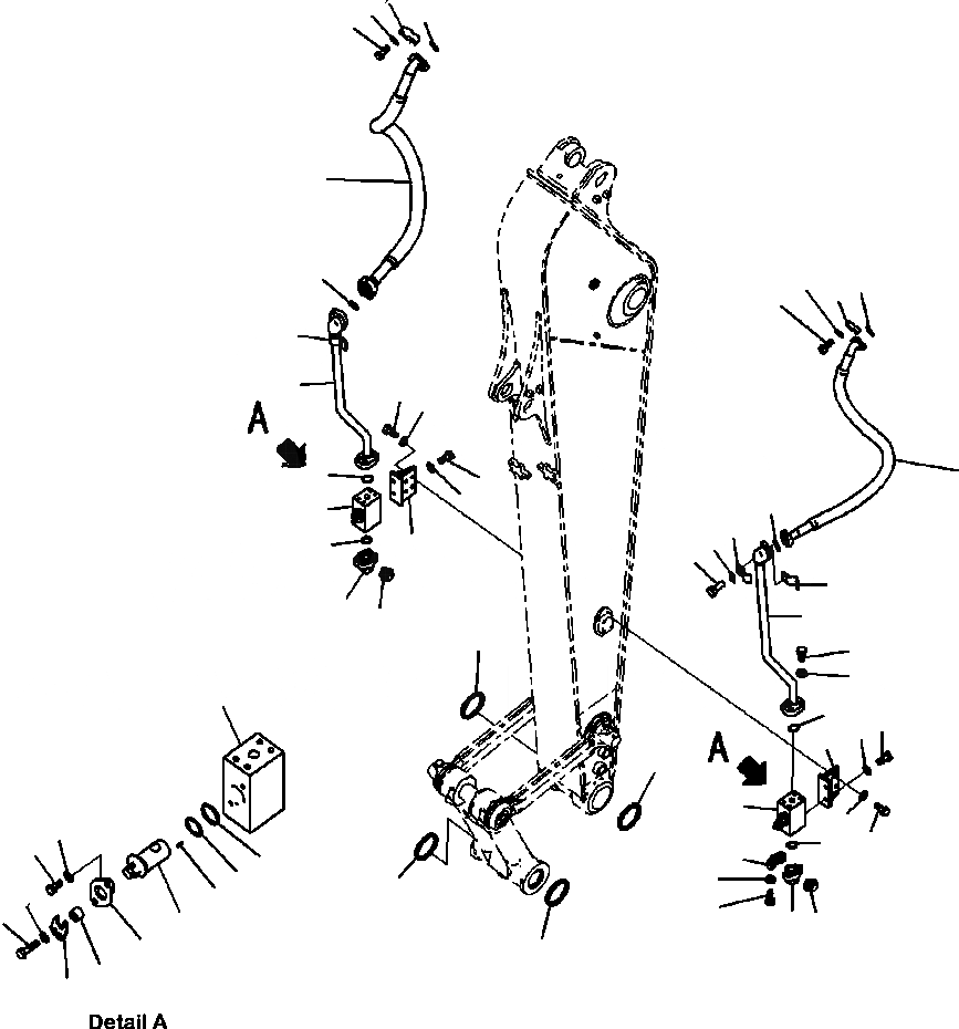 Схема запчастей Komatsu PC200LC-8 - T-8A РУКОЯТЬ ДОПОЛН. ГИДРОЛИНИЯ РАБОЧЕЕ ОБОРУДОВАНИЕ