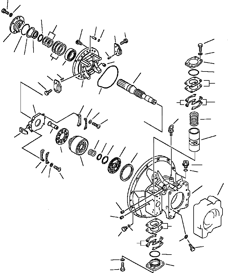 Схема запчастей Komatsu PC200-5 - ГИДР. НАСОС. ASSEMBLY ОСНОВН. НАСОС ASSEMBLY - ПЕРЕДН. SECTION УПРАВЛ-Е РАБОЧИМ ОБОРУДОВАНИЕМ