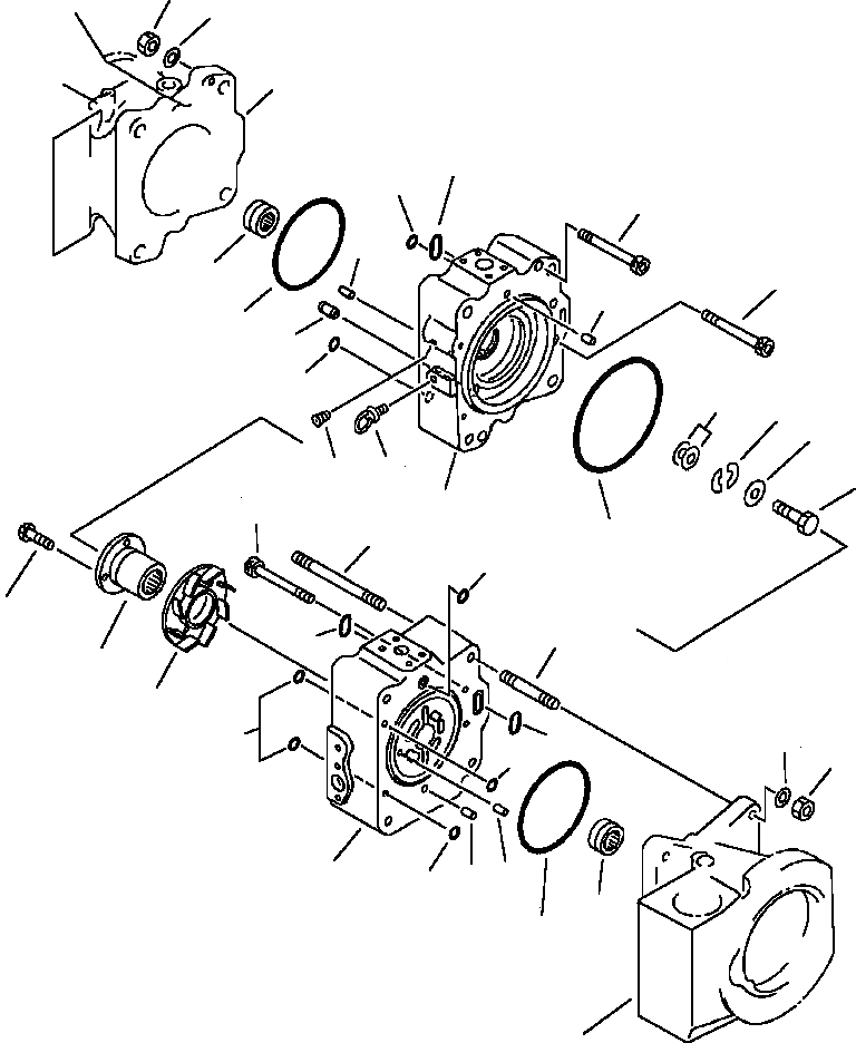 Схема запчастей Komatsu PC200-5 - ГИДР. НАСОС. ASSEMBLY ОСНОВН. НАСОС ASSEMBLY - ЦЕНТР. SECTION УПРАВЛ-Е РАБОЧИМ ОБОРУДОВАНИЕМ