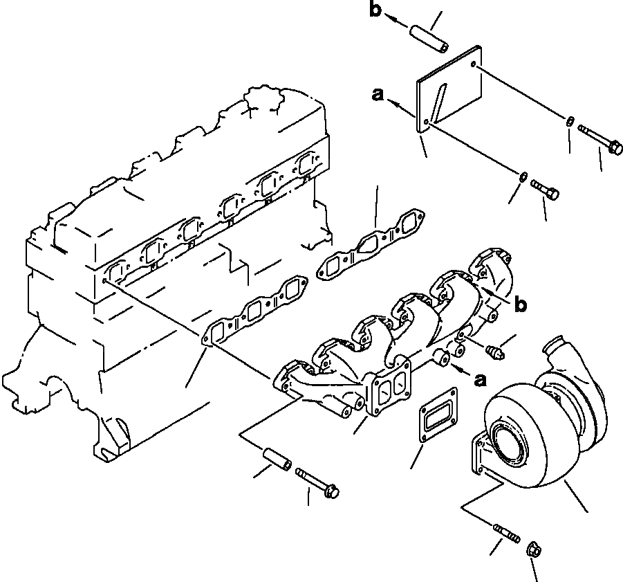 Схема запчастей Komatsu PC200-5 - ВЫПУСКНОЙ КОЛЛЕКТОР И КРЕПЛЕНИЕ ТУРБОНАГНЕТАТЕЛЯ ГОЛОВКА ЦИЛИНДРОВ