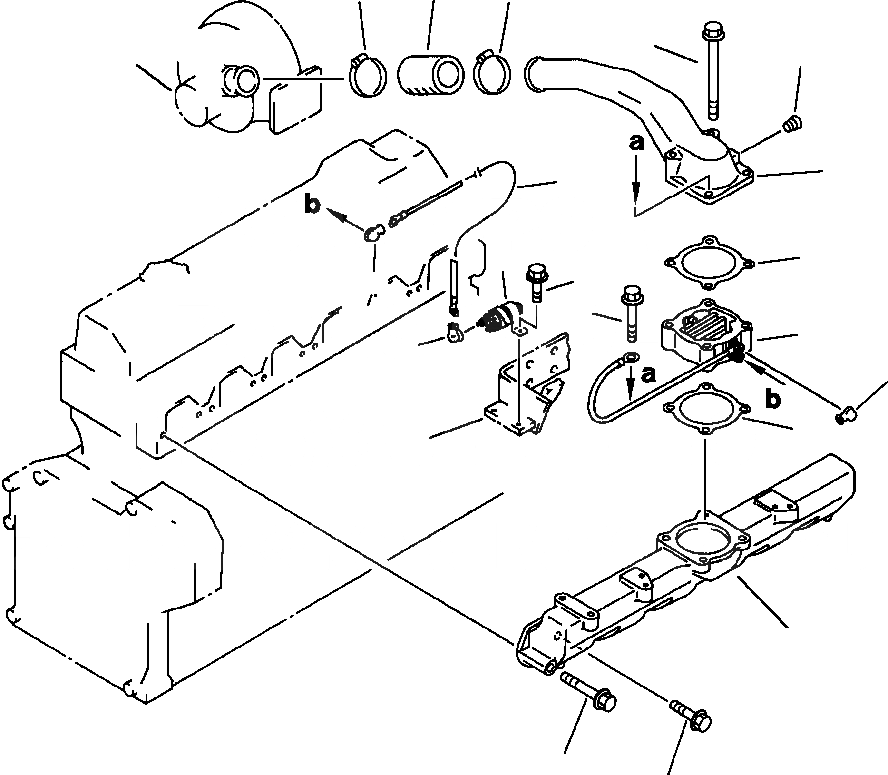 Схема запчастей Komatsu PC200-5 - ТРУБОПРОВОД ВПУСКА ВОЗДУХА И СОЕДИН-Е ГОЛОВКА ЦИЛИНДРОВ