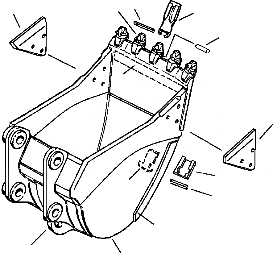 Схема запчастей Komatsu PC200-6L - FIG NO. T- КОВШ С VERTIБЛОКИР. TEETH - ESCO УСИЛ. CAST LIP - IN. (889MM) ШИР. РАБОЧЕЕ ОБОРУДОВАНИЕ