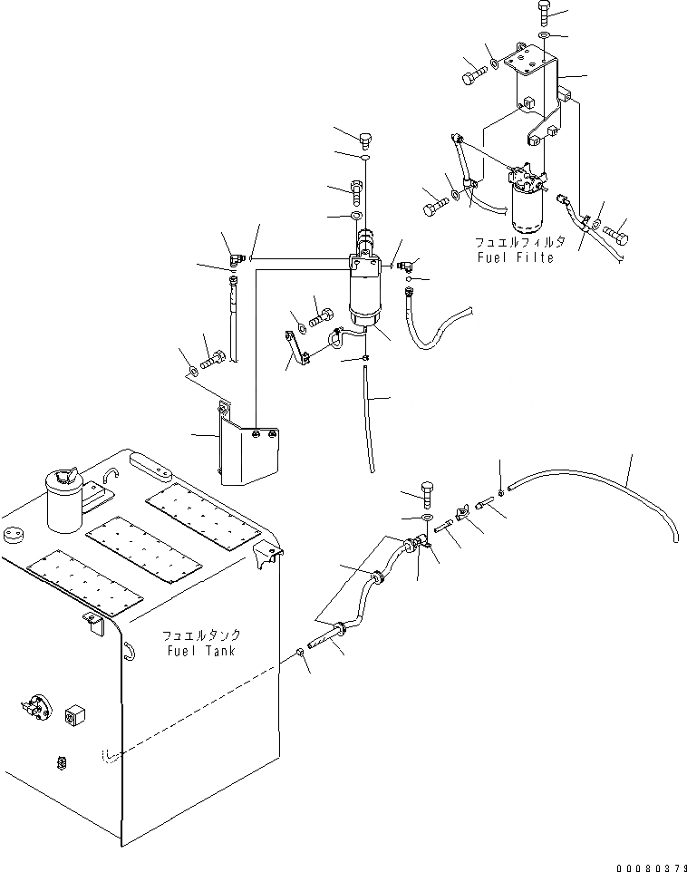 Схема запчастей Komatsu PC200LC-8E0 - ТОПЛИВН. ЛИНИЯ (ДРЕНАЖН. ТРУБЫ) ТОПЛИВН. БАК. AND КОМПОНЕНТЫ