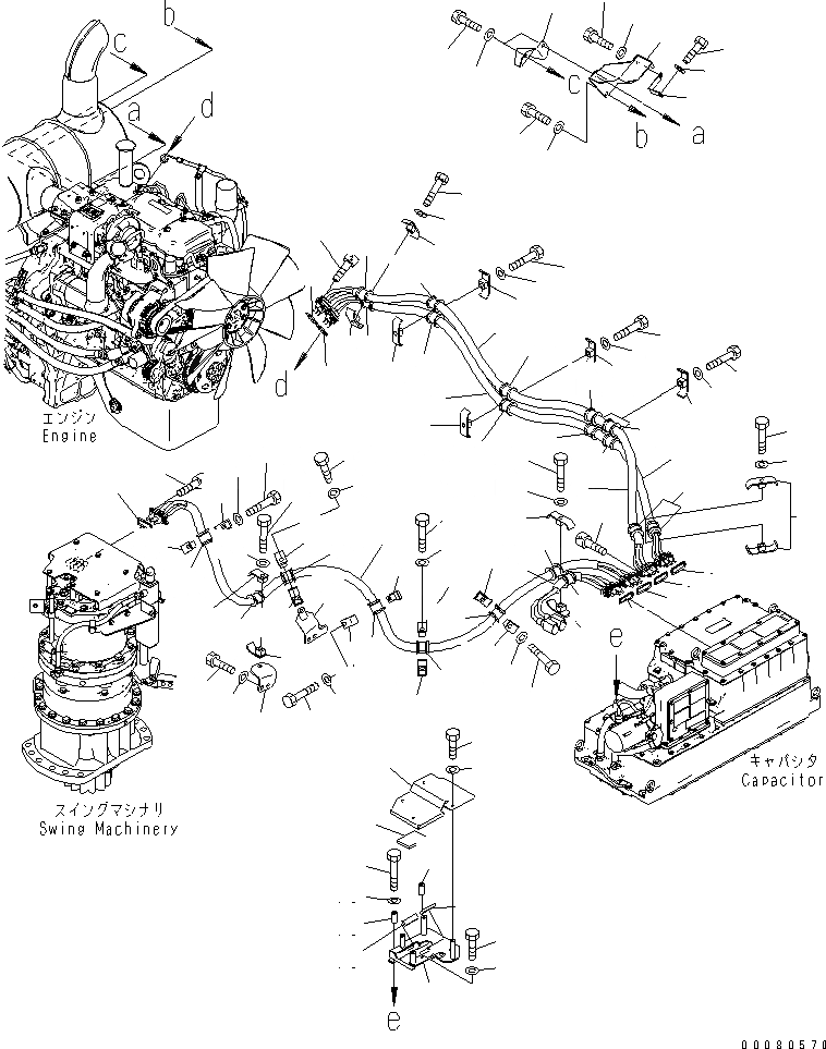 Схема запчастей Komatsu PC200LC-8E0 - ЭЛЕКТРИЧ. ЭЛЕКТРОПРОВОДКА (POWER КАБЕЛЬ) ЭЛЕКТРИКА