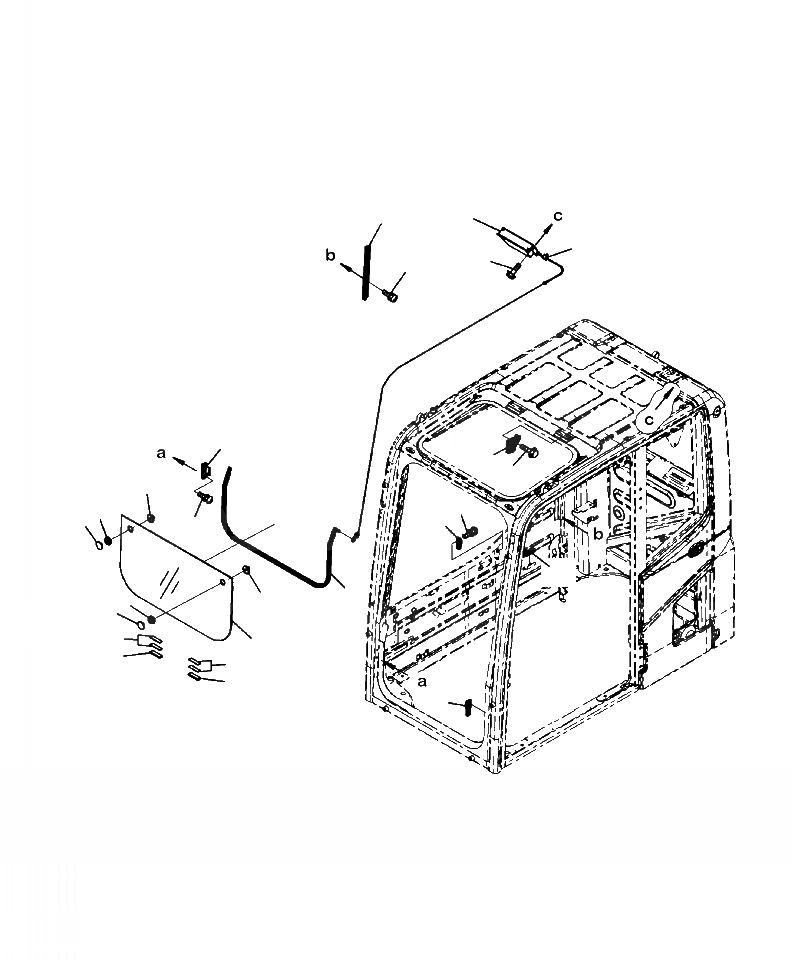 Схема запчастей Komatsu PC200LL-8 - K-D КАБИНА ПЕРЕДН. НИЖН. ОКНА OPERATOR\XD S ОБСТАНОВКА И СИСТЕМА УПРАВЛЕНИЯ