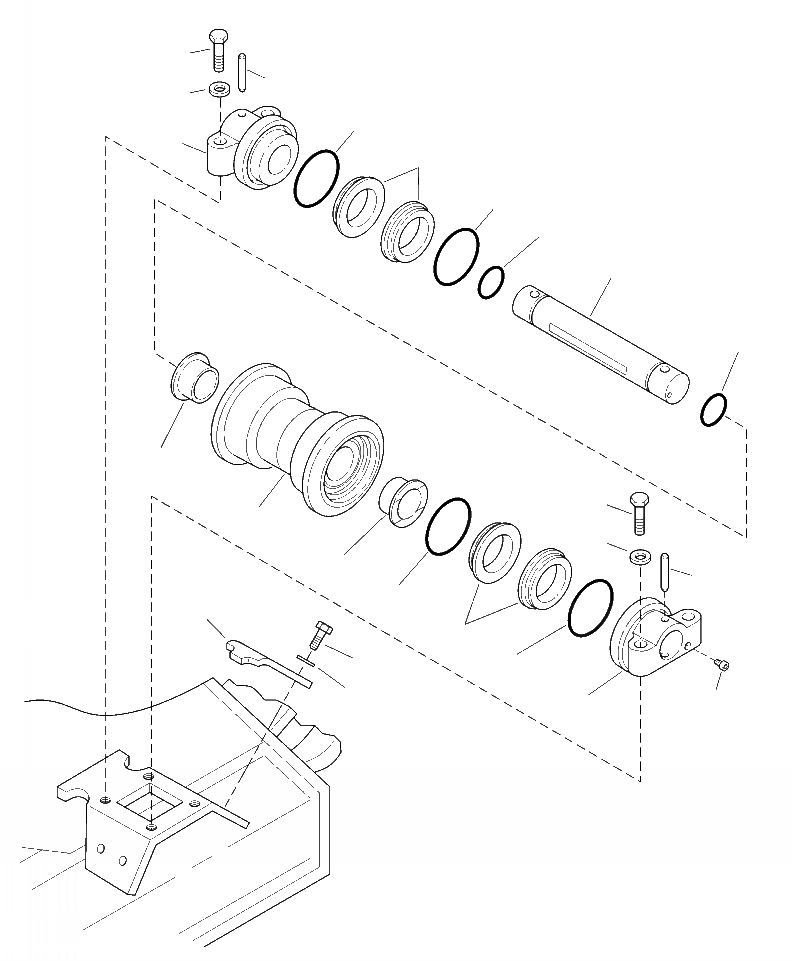 Схема запчастей Komatsu PC200LL-8 - R-AA ПОДДЕРЖИВАЮЩИЙ КАТОК (заводской номер A87- ) НИЖН.CARRIAGE
