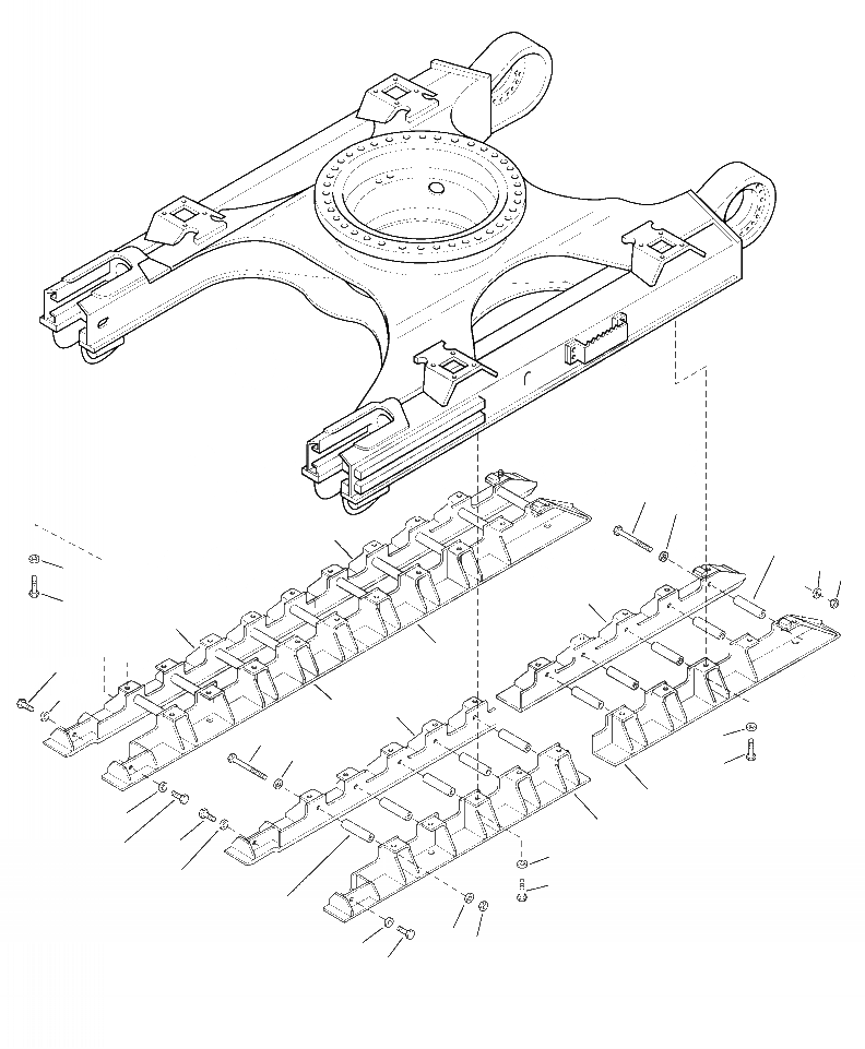 Схема запчастей Komatsu PC200LL-8 - R-A ГУСЕНИЧНАЯ РАМА ПОЛН. ЗАЩИТА КАТКОВ - SKI ТИП НИЖН.CARRIAGE