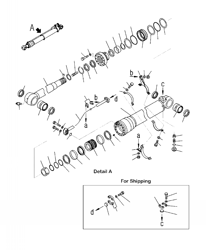 Схема запчастей Komatsu PC200LL-8 - T-A ЦИЛИНДР РУКОЯТИ РАБОЧЕЕ ОБОРУДОВАНИЕ